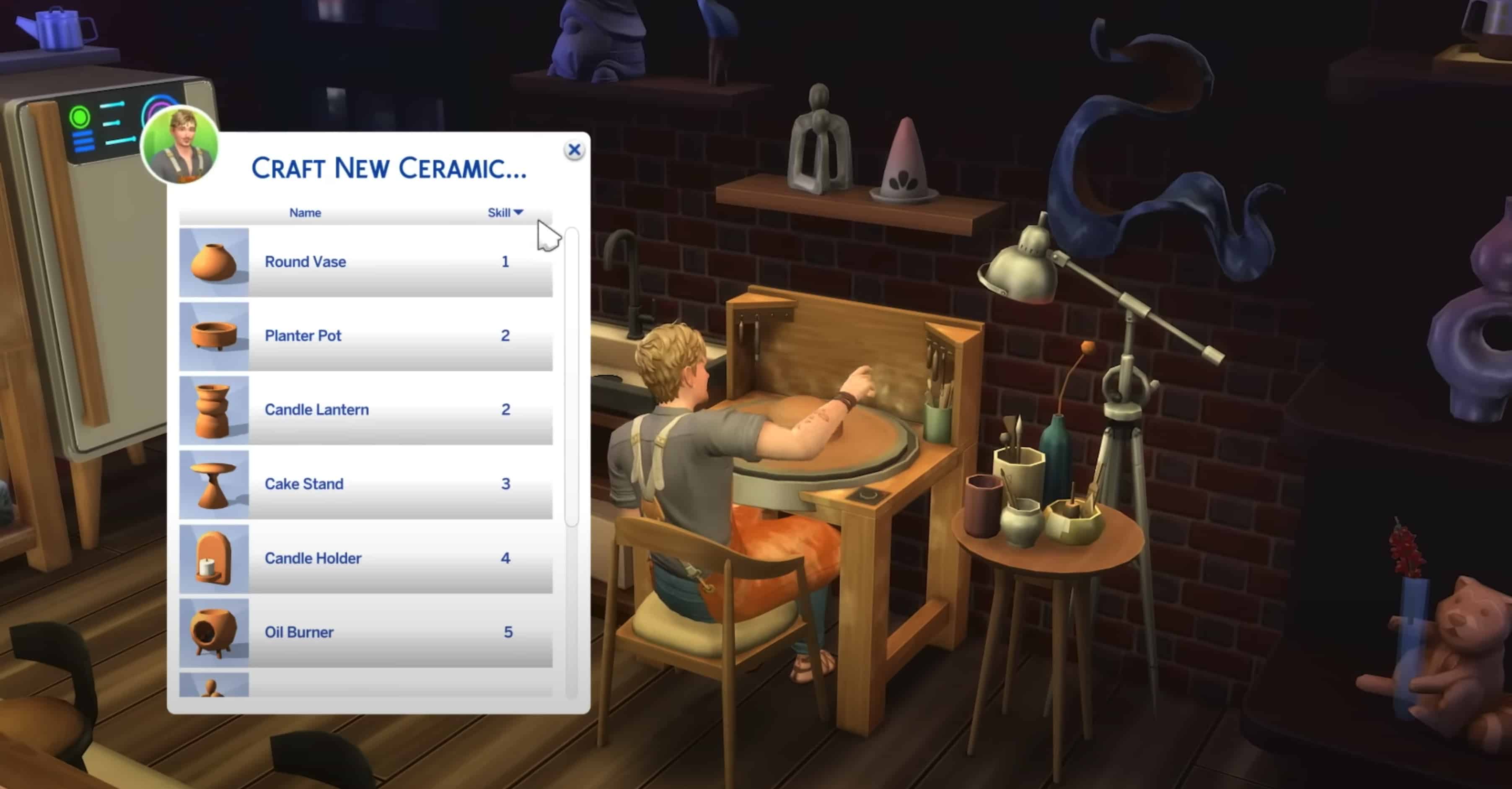 sims 4 pottery options